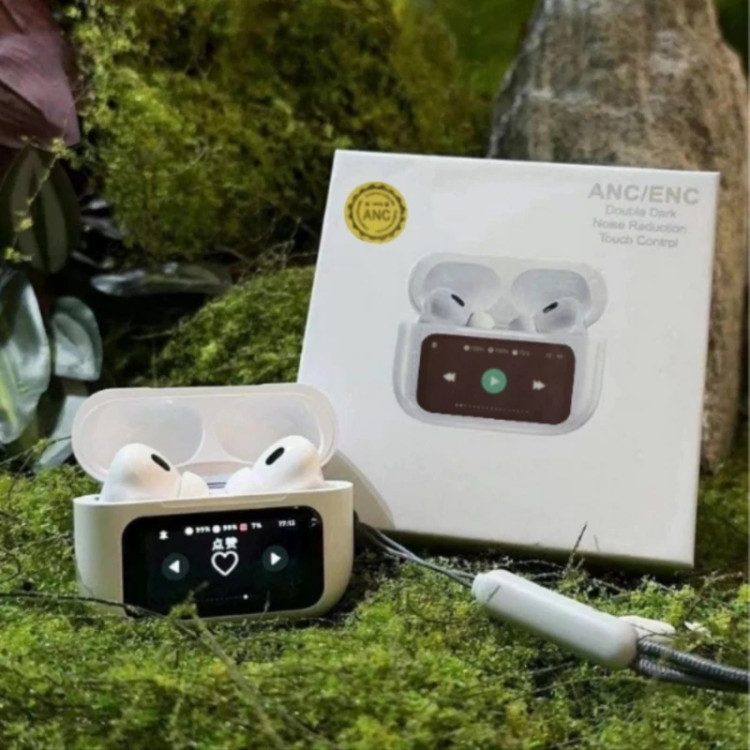 هدفون بلوتوثی مدل Airpods pro Touch screen anc/enc ا12 با نویز کنسلینگ میکروفون (ENC)، درگاه شارژ USB Type-C، دارای صفحه نمایش روی محفظه شارژ